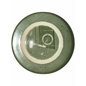 Vintage Royal Colonial Homestead Green Transferware Spinning Wheel Bowl 6 inch